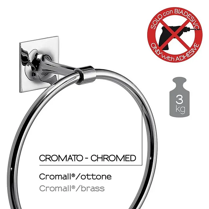 KV Verchromter Handtuchring aus Messing | Mimosa -  - Verchromter Handtuchring aus Cromall®/Messing, Klebemontage, 3 kg Tragkraft.