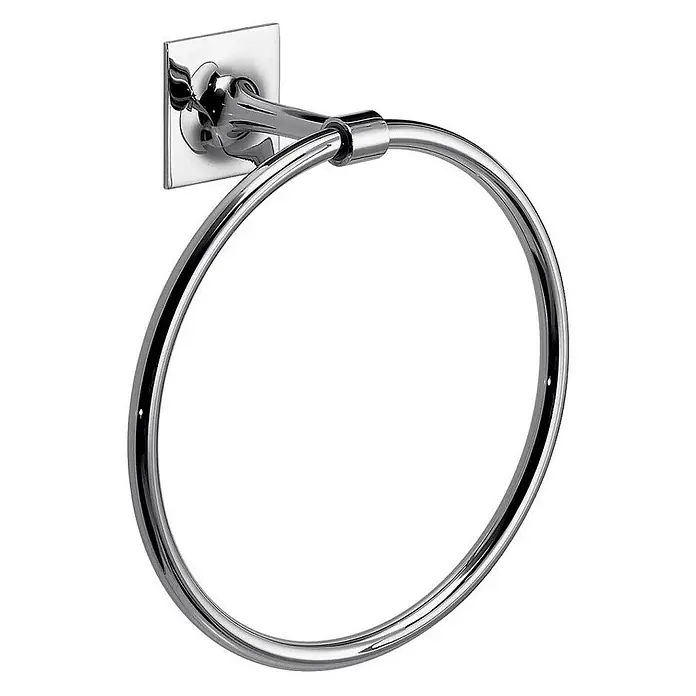KV Verchromter Handtuchring aus Messing | Mimosa -  - Polierter Chrom-Handtuchring mit quadratischer Wandhalterung, ideal für moderne Badezimmer.