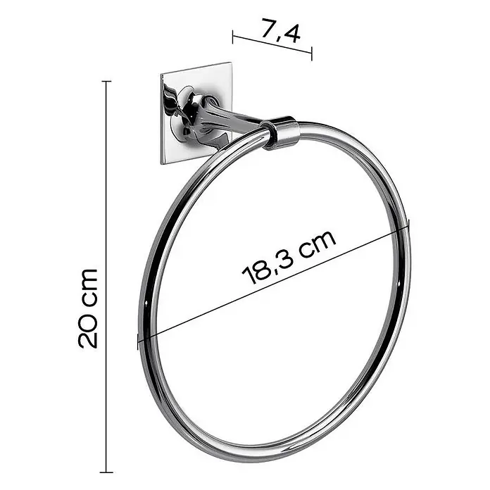 KV Verchromter Handtuchring aus Messing | Mimosa -  - Verchromter Handtuchring zur Wandmontage. Maße: 20 cm (H), 18,3 cm (Ø), 7,4 cm (T).