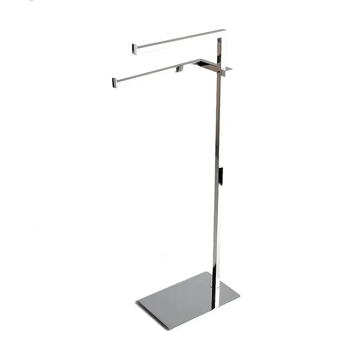 KV Zweiarmiger verchromter Badetuchhalter Standmodell -  - Verchromter freistehender Präsentationsständer aus Metall mit zwei horizontalen Armen.