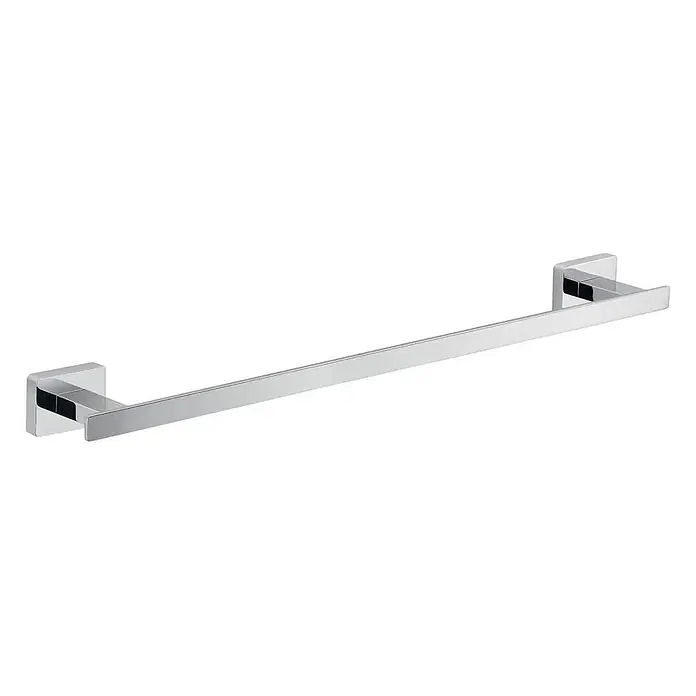 KV Verchromter Badetuchhalter 45cm | Atene -  - Schlanker, wandmontierter Handtuchhalter aus poliertem Chrom mit rechteckiger Stange und quadratischen Montageplatten.