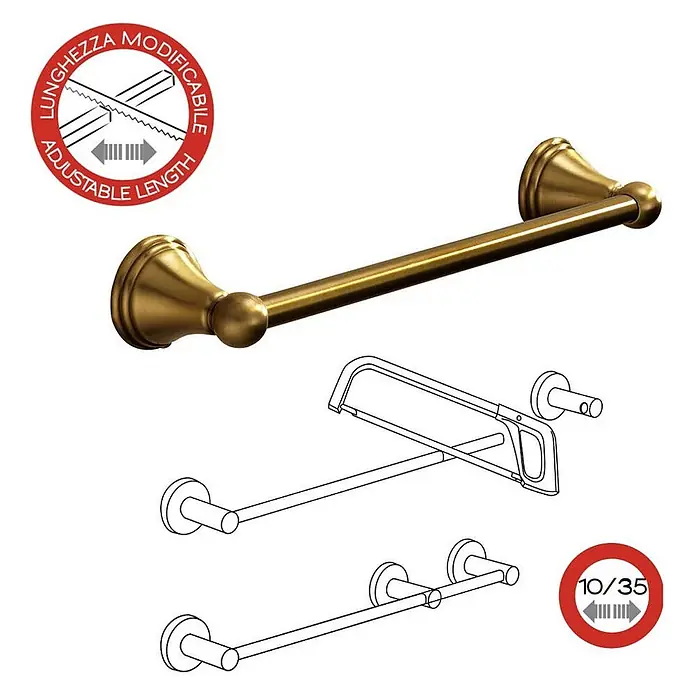 KV Handtuchstange aus Edelstahl in Bronze ausführung | Rosa -  - Messingfarbener, längenverstellbarer Handtuchhalter mit eleganten Endhalterungen zur individuellen Anpassung.