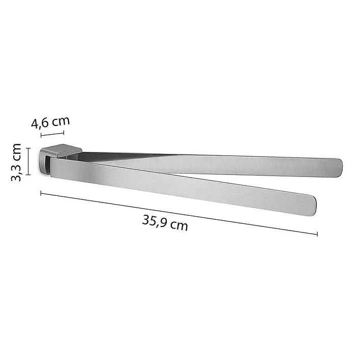 KV Schwenkbarer Handtuchhalter gebürstet | Palazzo -  - Doppelte Handtuchstange aus gebürstetem Metall, 35,9 cm lang, 3,3 cm hoch, 4,6 cm tief.