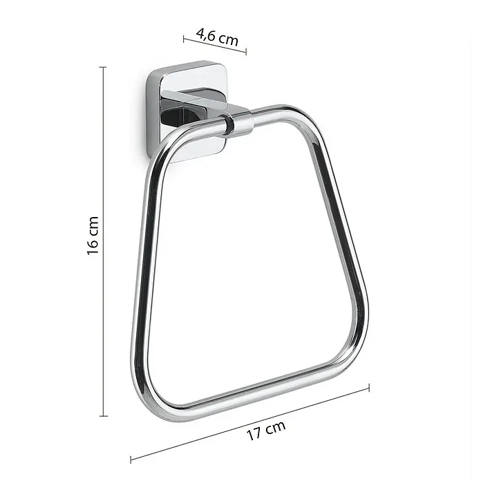 KV Handtuchring zur Wandmontage, verchromt | Tahiti -  - Handtuchring aus poliertem Chrom mit quadratischer Wandhalterung und D-förmigem Ring.