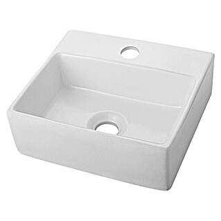 Camargue Waschbecken El Hierro (B x L: 33,5 x 29,5 cm, Ohne Spezialglasur, Hahnloch: Mitte, Ohne Überlauf, Weiß)