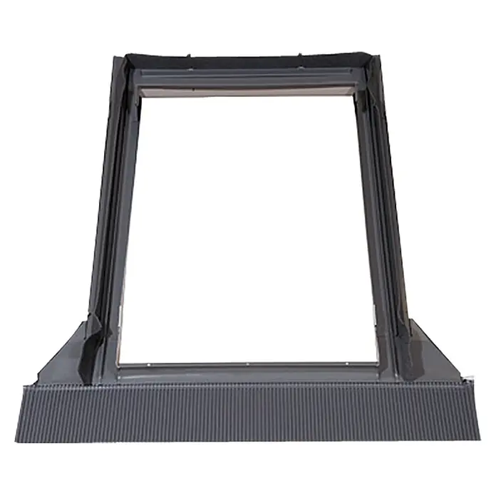 Solid Elements Eindeckrahmen Universal - 78 x 98 cm - Dieses Bild zeigt einen Dachfensterrahmen, der sich durch seine robuste Konstruktion und das dunkle, wetterbeständige Material auszeichnet.
