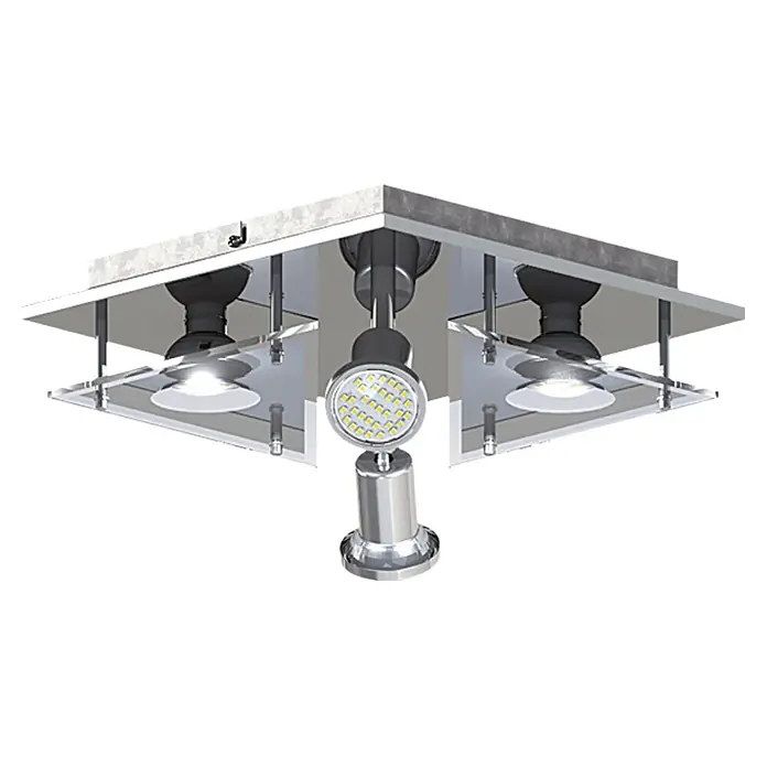 Eglo LED-Deckenleuchte Cabo 1 - 12 W, Chrom, Warmweiß, 25 x 25 cm - Deckenleuchte mit drei LED-Spots und quadratischer Deckenplatte in Chromoptik.