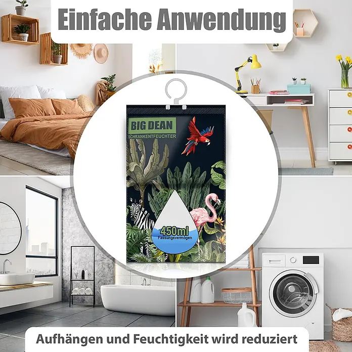 BigDean Luftentfeuchter-Set 20Stk, Merhfarbig -  - Luftentfeuchterbeutel mit tropischem Design, in Schlafzimmer, Büro, Bad und Waschküche gezeigt, zur Reduzierung der Luftfeuchtigkeit.