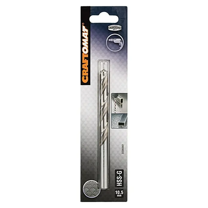 Craftomat Metallbohrer - Durchmesser Bohrer: 10,5 mm, Arbeitslänge: 87 mm - Eine Craftomat HSS-G Metallbohrer mit 10.5 mm Durchmesser, ideal für präzise Bohrarbeiten in Metall.