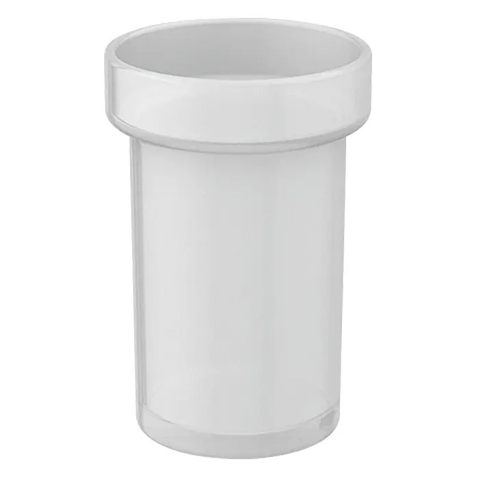 Lenz Sky Ersatz-Zahnputzglas - Durchmesser: 72 mm, Glas - Nahaufnahme eines leeren, transparenten Behälters mit breitem Rand, ideal zur Aufbewahrung kleiner Gegenstände oder als Teil eines Sets.