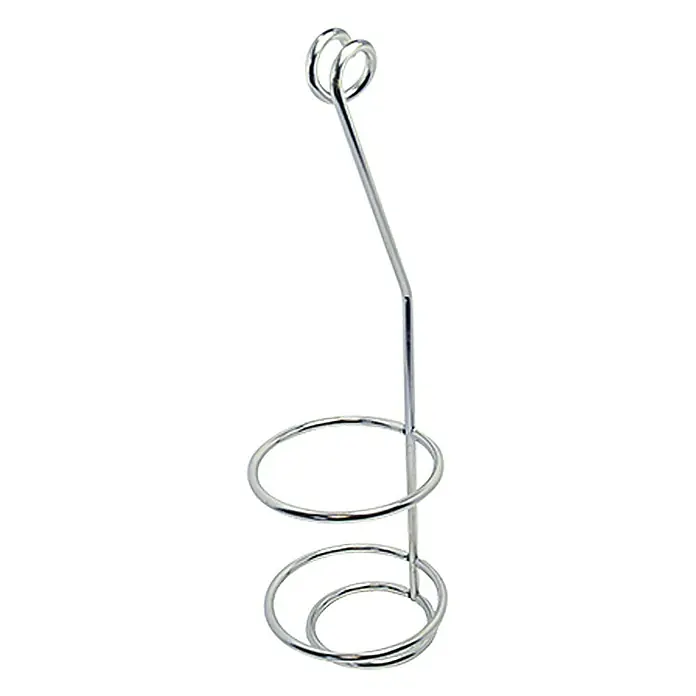 Flaschenhalter - 27 x 7,4 cm, Edelstahl - Metallständer für Eierbecher mit zwei runden Halterungen und einem Griff zum Tragen. Praktisches Küchenzubehör für den Frühstückstisch.