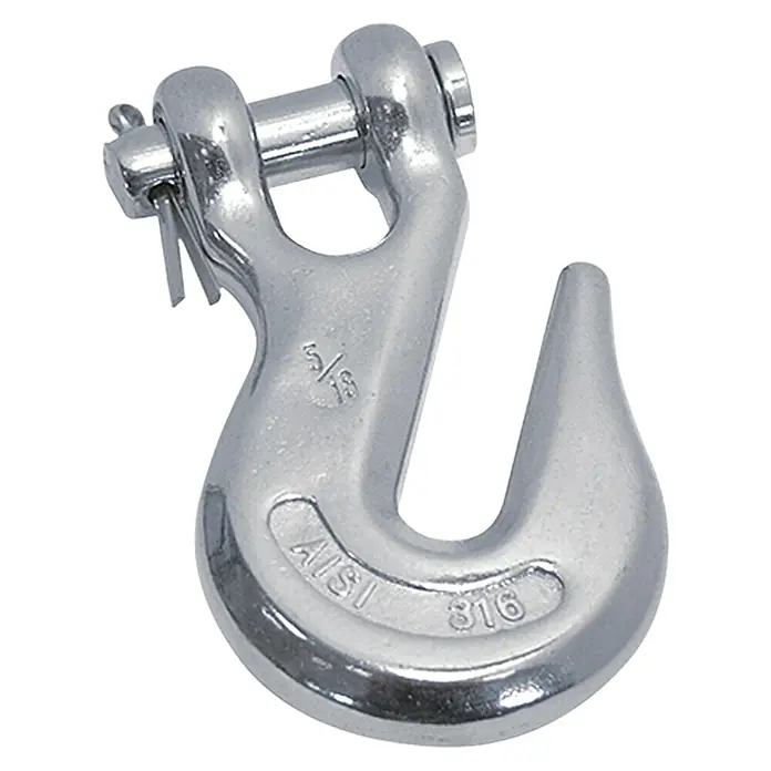 Kettenhaken - Durchmesser Kette: 10 mm, Selbstklemmend, Edelstahl, A4 - Diagonale Ansicht