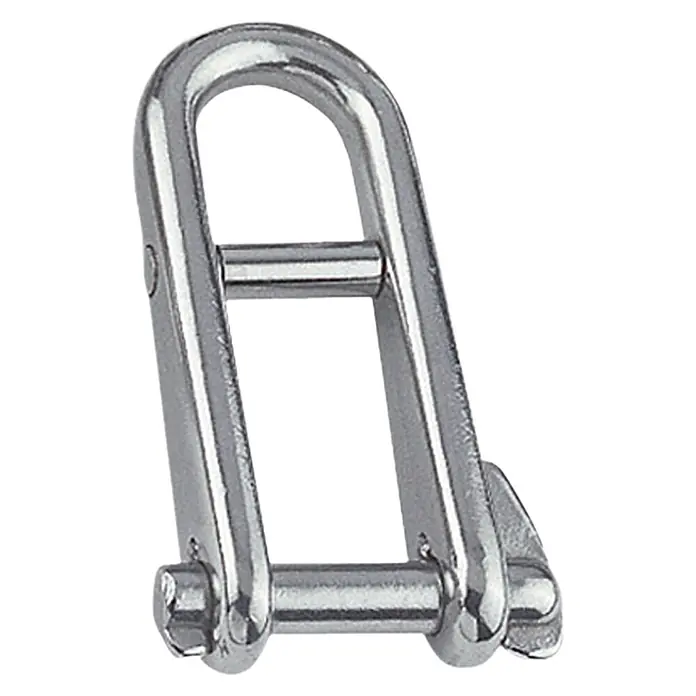 Schlüsselschäkel - Durchmesser Bolzen: 8 mm, Steg, Edelstahl, A4 - Ein glänzender, silberner Schäkel, ein vielseitiges Verbindungselement für zahlreiche Anwendungen.