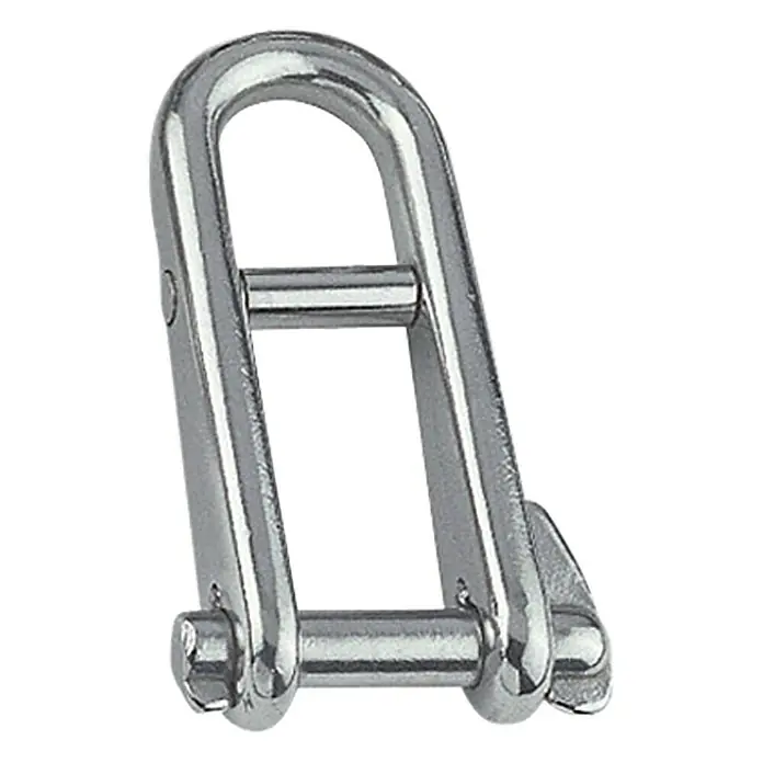 Schlüsselschäkel - Durchmesser Bolzen: 8 mm, Steg, Edelstahl, A4 - Ein glänzender, silberner Schäkel, ein vielseitiges Verbindungselement für zahlreiche Anwendungen.