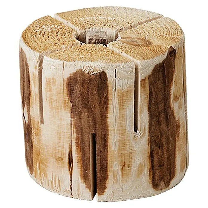Schwedenfeuer Ecoflame - Ø x H: 8 x 9 cm, Brenndauer ca.: 20 min - 30 min - Ein rustikaler Holzkerzenhalter mit einzigartigen Maserungen und Aussparungen für Teelichter, der eine warme Atmosphäre schafft.