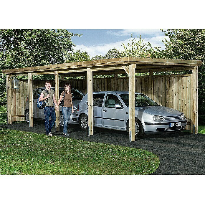 Weka Carport Optima8,02 x 3,22 m, Einfahrtshöhe: 2,15 m, Schneelast: 125 kg/m² Front View