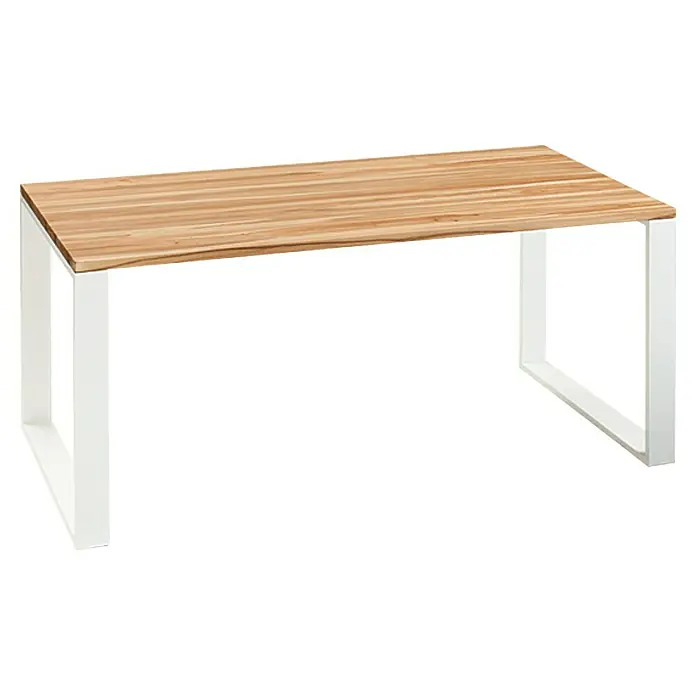 Noblewood Pur Iternal Tischbein - 550 x 60 x 402 mm, Weiß, 2 Stk. - Ein moderner Esstisch mit einer hellen Holzplatte und einem minimalistischen, weißen Metallgestell. Ideal für Esszimmer oder Küche.