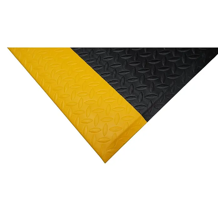 PROREGAL Anti-Ermüdungsmatte COMFORT mit Grid-Profil Grau -  - Zweifarbige gelb-schwarze Anti-Ermüdungsmatte mit erhöhtem Riffelblechmuster.
