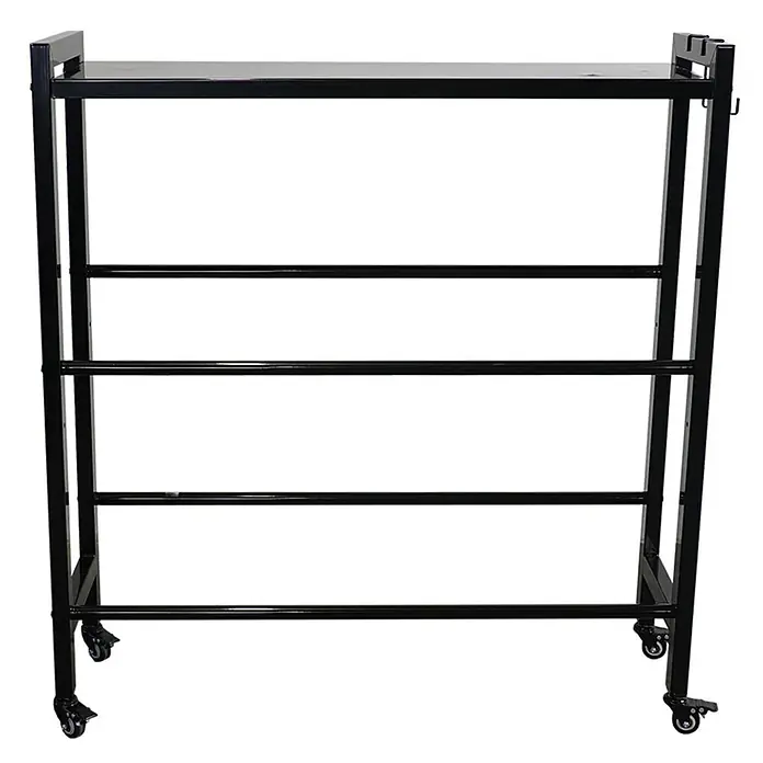 Getränkekistenregal KÖNIGSSEE L PLUS 119x110x33 6 Kisten Schwarz -  - Schwarzer Metall-Rollkleiderständer mit Ablage und vier Querstreben.