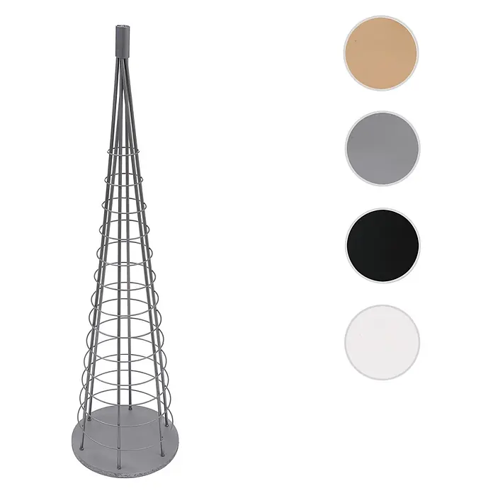 Mendler Deko-Weihnachtsbaum HWC-O91 Metall 115cm - silberfarben -  - Graue konische Pflanzenstütze aus Metall für Kletterpflanzen, mit stabilem Sockel und konzentrischen Ringen.