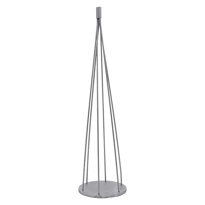 Mendler Deko-Weihnachtsbaum HWC-O91 Metall 115cm - silberfarben -  - Graues, konisches Metallgestell mit mehreren Stäben, die eine schmale Spitze mit einer breiten runden Basis verbinden.
