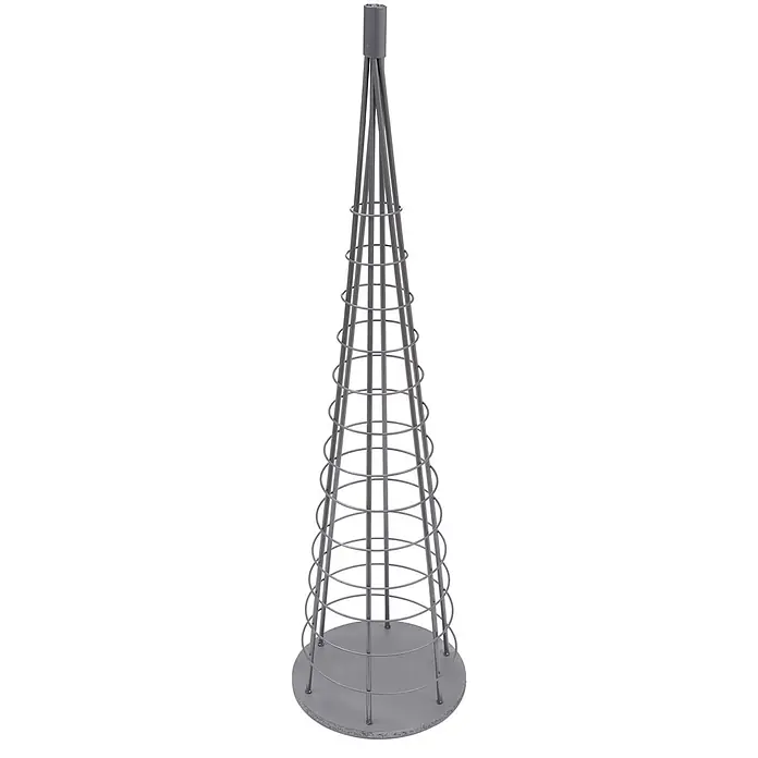 Mendler Deko-Weihnachtsbaum HWC-O91 Metall 115cm - silberfarben -  - Graue, konische Rankhilfe aus Metall für Kletterpflanzen.