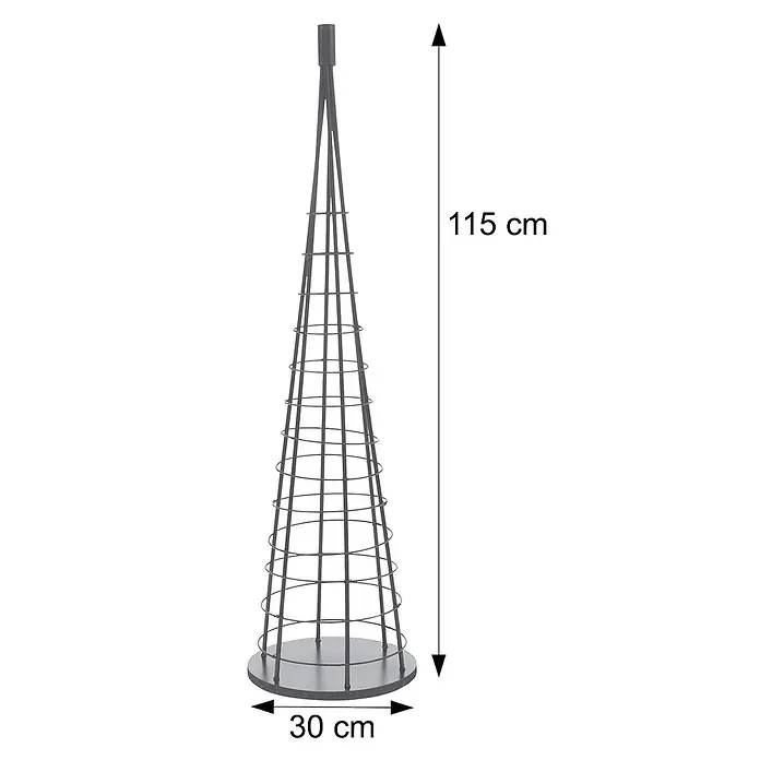Mendler Deko-Weihnachtsbaum HWC-O91 Metall 115cm - weiß -  - Dunkelgraue konische Rankhilfe aus Metall, 115 cm hoch, 30 cm Basis, für Kletterpflanzen.