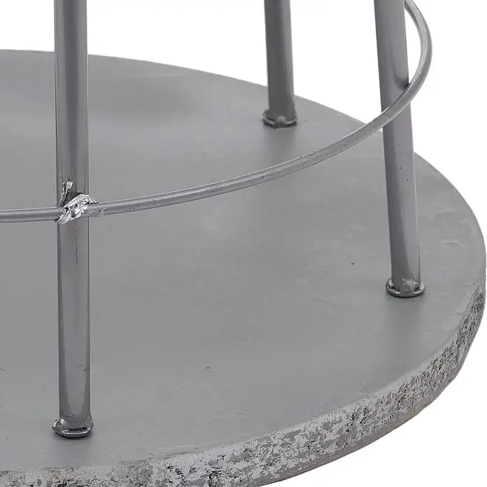 Mendler Deko-Weihnachtsbaum HWC-O91 Metall 115cm - silberfarben -  - Grauer Metallständer mit strukturierter betonähnlicher Basis, vertikalen und horizontalen Stäben, Schweißnaht sichtbar.