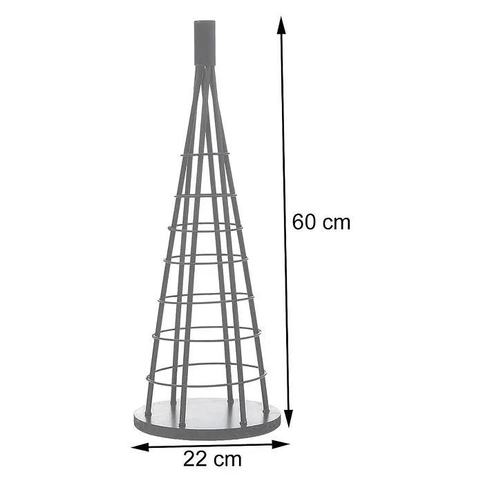 Mendler Deko-Weihnachtsbaum HWC-O91 Metall 60cm - schwarz -  - Dunkelgraues konisches Rankgitter aus Metall, 60 cm hoch mit 22 cm Basisdurchmesser, zur Unterstützung von Kletterpflanzen.