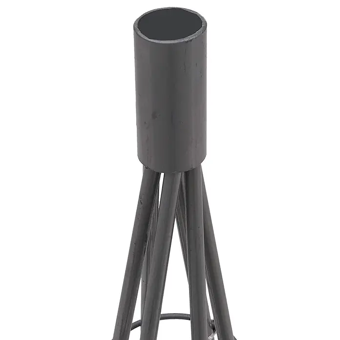 Mendler Deko-Weihnachtsbaum HWC-O91 Metall 60cm - silberfarben -  - Dunkelgraues Metallgestell-Oberteil mit zylindrischem Rohr, das von mehreren Stangen gestützt wird.