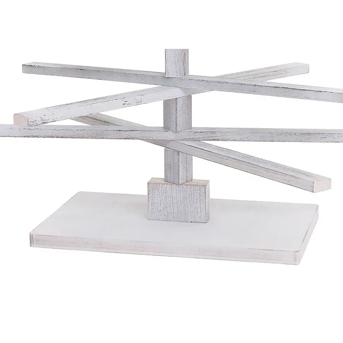 Mendler Deko-Weihnachtsbaum HWC-H77 verstellbar 130x82x82cm Tanne - weiß -  - Dekorativer Ständer aus patiniertem weißem Holz mit Mittelpfosten, versetzten Querleisten und rechteckigem Sockel.