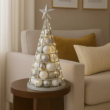 Mendler Deko-Weihnachtsbaum HWC-O91 Metall 60cm - silberfarben
