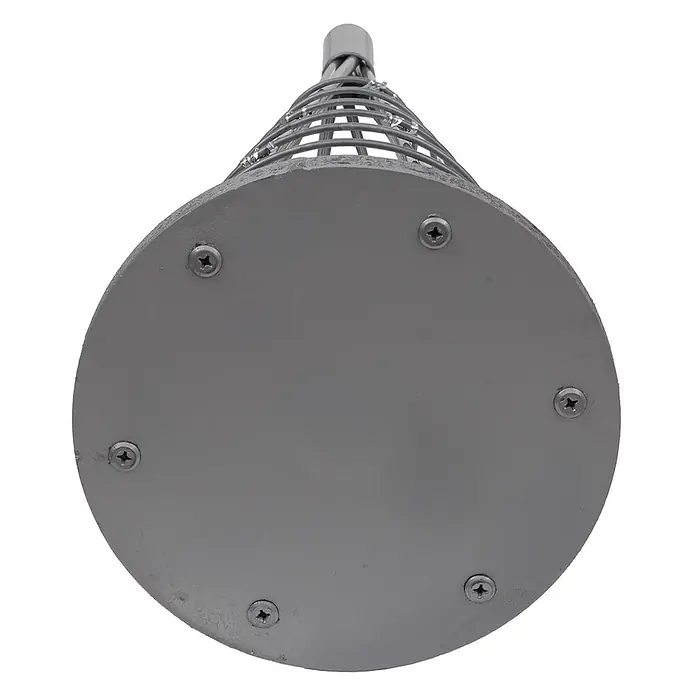 Mendler Deko-Weihnachtsbaum HWC-O91 Metall 60cm - silberfarben -  - Graue, runde Metallbasis mit sichtbaren Schrauben, die eine konische Drahtgitterstruktur trägt.