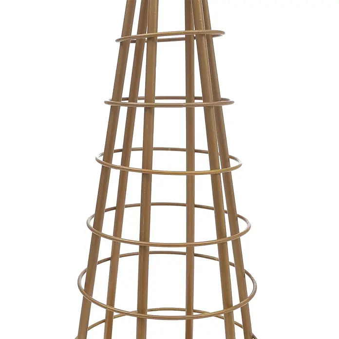 Mendler Deko-Weihnachtsbaum HWC-O91 Metall 60cm - goldfarben -  - Goldener Metall-Gartenobelisk mit vertikalen Stäben und horizontalen Ringen zur Pflanzenstütze.