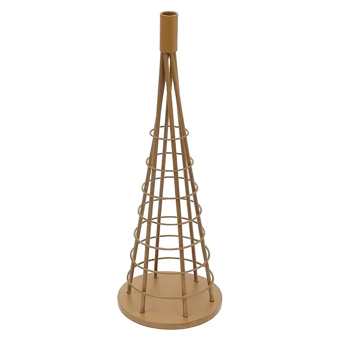 Mendler Deko-Weihnachtsbaum HWC-O91 Metall 60cm - goldfarben -  - Goldfarbenes Metall-Rankgitter in Kegelform mit Ringen und rundem Fuß.