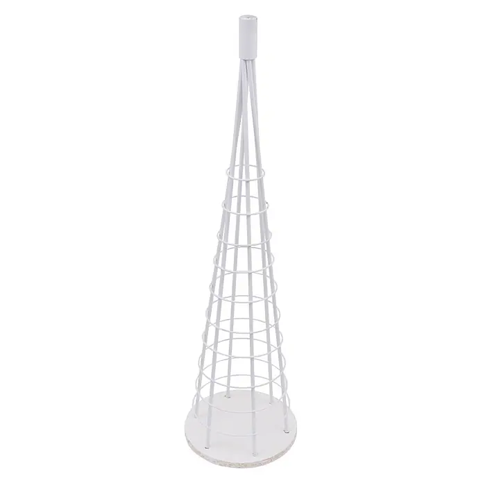 Mendler Deko-Weihnachtsbaum HWC-O91 Metall 90cm - weiß -  - Weißer konischer Drahtständer aus Metall mit rundem Sockel.