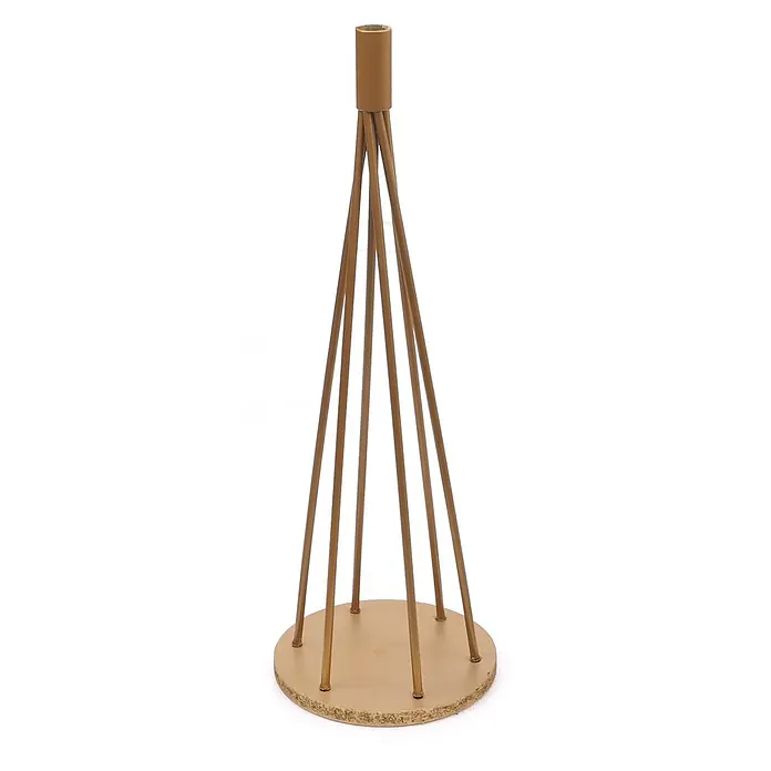 Mendler Deko-Weihnachtsbaum HWC-O91 Metall 60cm - goldfarben -  - Goldfarbener Metallkerzenständer mit schlanken Beinen auf rundem Sockel.