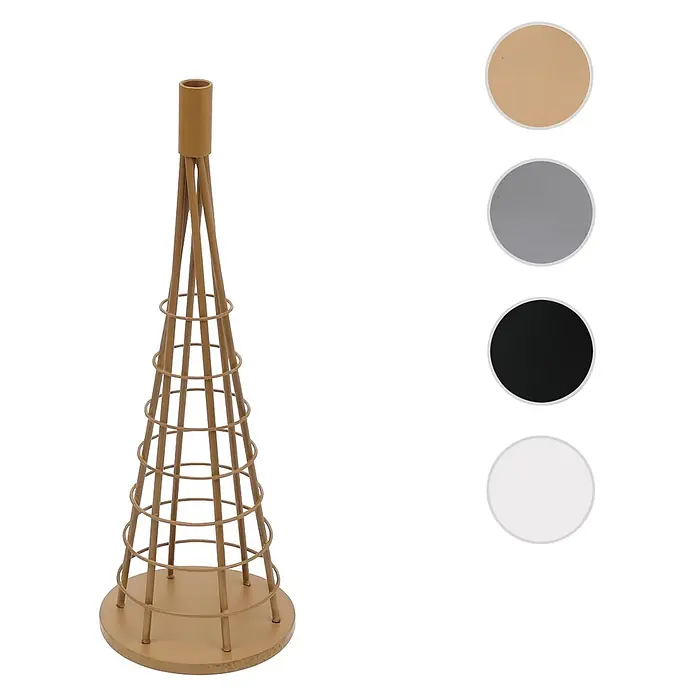 Mendler Deko-Weihnachtsbaum HWC-O91 Metall 60cm - goldfarben -  - Goldfarbener konischer Kerzenhalter aus Metall.