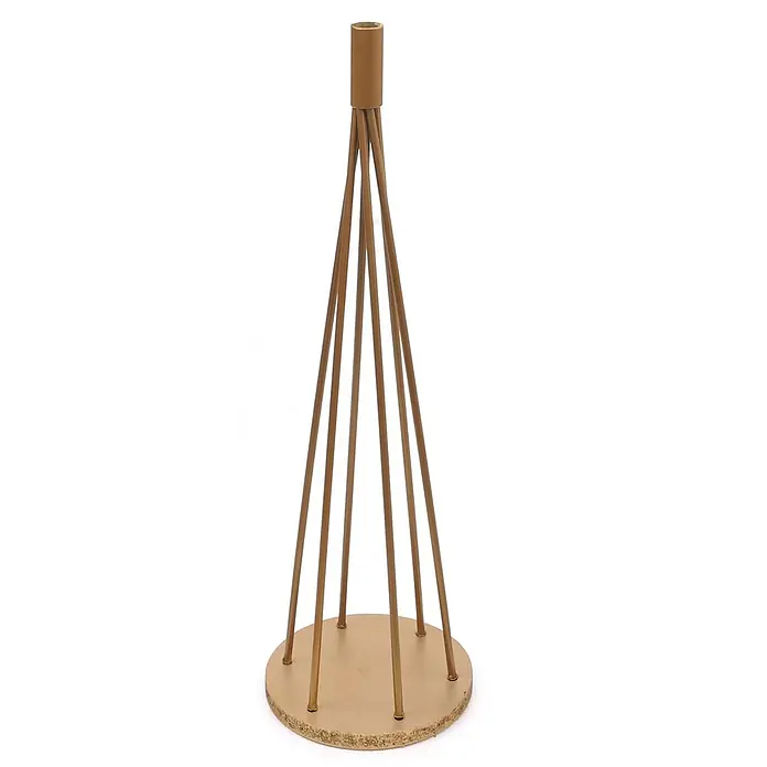 Mendler Deko-Weihnachtsbaum HWC-O91 Metall 115cm - goldfarben -  - Goldfarbener Metall-Kerzenständer mit rundem Sockel und schlanken Stäben, die sich zu einem zylindrischen Halter verjüngen.