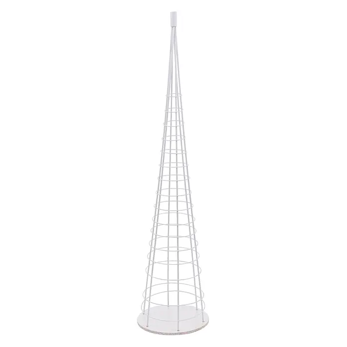 Mendler Deko-Weihnachtsbaum HWC-O91, Metall 160cm ~ weiß -  - Weißer konischer Rankhilfe aus Metalldraht mit rundem Fuß.