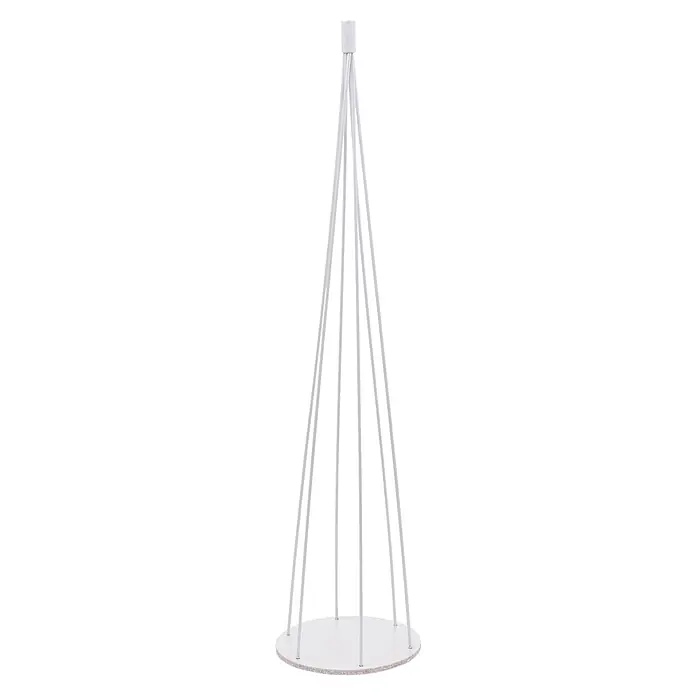 Mendler Deko-Weihnachtsbaum HWC-O91, Metall 160cm ~ weiß -  - Weißer kegelförmiger Präsentationsständer mit dünnen Stäben und runder Basis.