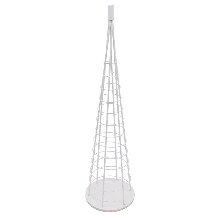 Mendler Deko-Weihnachtsbaum HWC-O91 Metall 115cm - weiß -  - Weißes konisches Rankgitter aus Metall mit rundem Holzsockel.