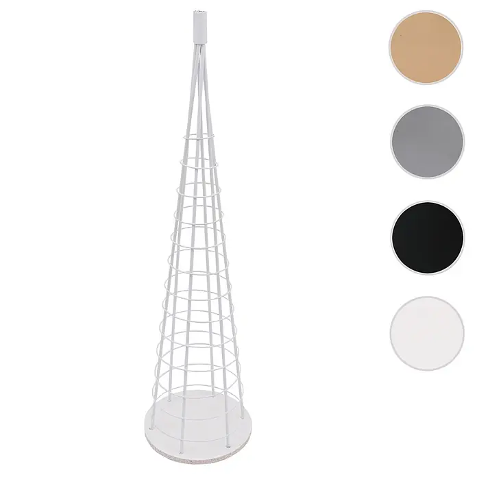 Mendler Deko-Weihnachtsbaum HWC-O91 Metall 115cm - weiß -  - Weißes konisches Rankgitter aus Draht mit Holzsockel, auch in anderen Farben erhältlich.