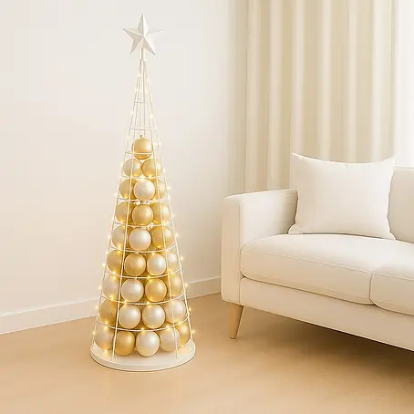 Mendler Deko-Weihnachtsbaum HWC-O91, Metall 160cm ~ weiß