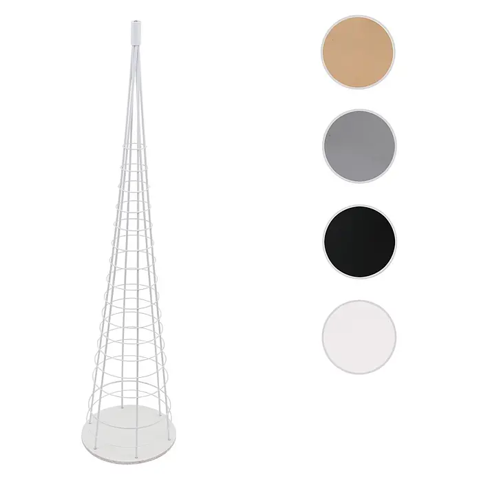 Mendler Deko-Weihnachtsbaum HWC-O91, Metall 160cm ~ weiß -  - Weißes kegelförmiges Drahtspalier mit rundem Sockel. Farbmuster in Beige, Grau, Schwarz und Weiß.