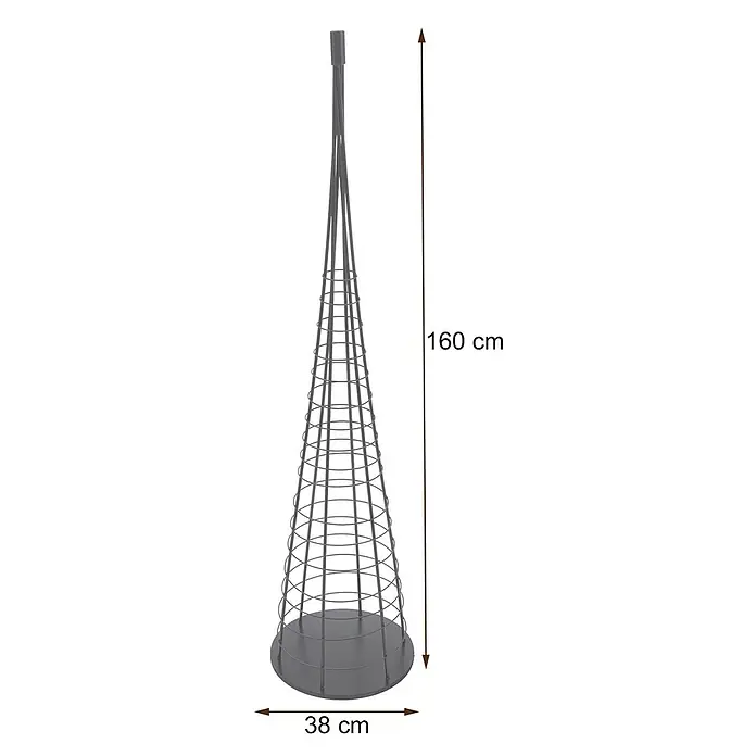 Mendler Deko-Weihnachtsbaum HWC-O91, Metall 160cm ~ weiß -  - Graue konische Rankhilfe aus Metall, 160 cm hoch, 38 cm Basisdurchmesser, für Kletterpflanzen.