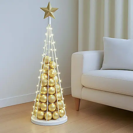 Mendler Deko-Weihnachtsbaum HWC-O91 Metall 115cm - weiß