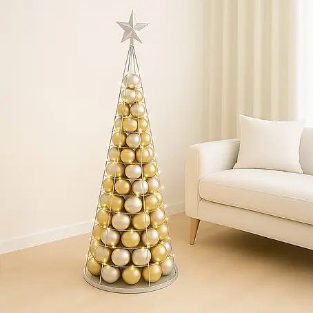 Mendler Deko-Weihnachtsbaum HWC-O91, Metall 160cm ~ silberfarben