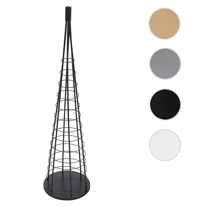 Mendler Deko-Weihnachtsbaum HWC-O91 Metall 115cm - schwarz -  - Schwarze konische Rankhilfe aus Metalldraht mit rundem Sockel.