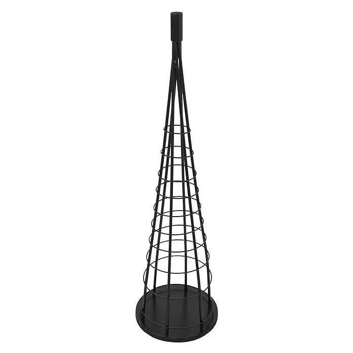 Mendler Deko-Weihnachtsbaum HWC-O91 Metall 90cm - schwarz -  - Schwarzer konischer Kerzenständer aus Metall mit käfigartigem Design aus vertikalen Stäben und horizontalen Ringen für eine Kerze.